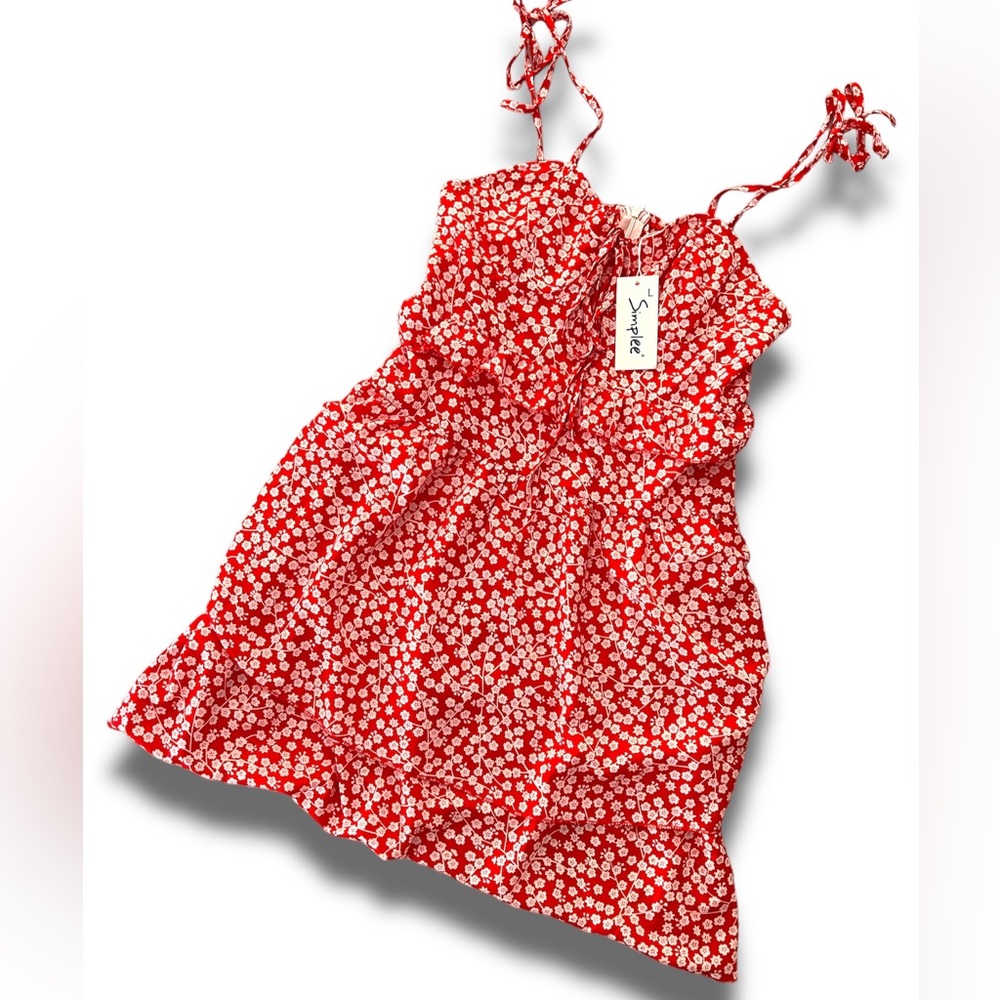 Simplee Apparel Red Floral Dress